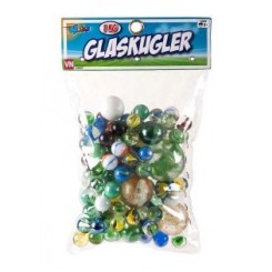 4-KIDS glaskugler 1 kg med farverige marmor kugler til leg og samling.