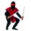 Smart rød ninja fighter sæt med stofbrynje, hætte, maske og pandebånd.