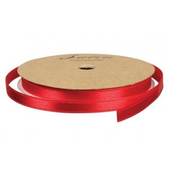 Rødt satinbånd på 6 mm x 10 meter til gaveindpakning, sløjfer, julepynt, dekorationer og kreative hobbyprojekter.