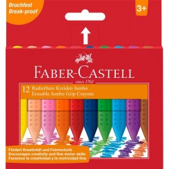 Faber-Castell GRIP Jumbo farvekridt 122540 – 12 farverige plastkridt.
