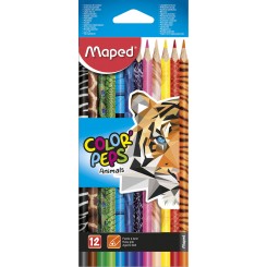 Maped Color'Peps farveblyanter med dyremotiver – 12 farver.