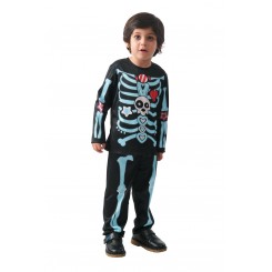 Candy Skelet Mini kostume str. 104 med farverigt skeletmotiv.