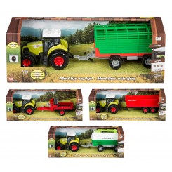 Bull Traktor 1:32 med stor anhænger, lys, lyd og friktion – forskellige modeller