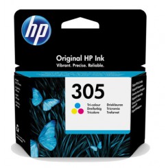 HP 305 original farveblækpatron med cyan, magenta og gul.