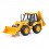 Bruder 02428 JCB 4CX rendegraver i gul og sort med frontskovl, gravearm og støtteben i skala 1:16.