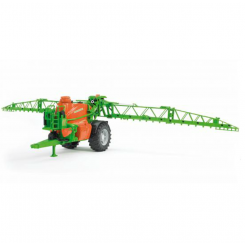Bruder 02207 Amazone UX 5200 marksprøjte i grøn og orange med udfoldelige sprøjtearme og vandfunktion.