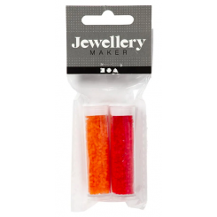 ORANGE & RØD ROCAIPERLER 1,7MM 2 PAK
