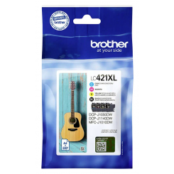 Brother LC421XL original sampak med sort og farveblæk.