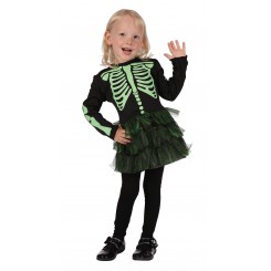 RIO Skelet Pige kostume 104 cm til halloween og fastelavn.
