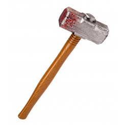 Hammer med blod 52 cm som uhyggeligt tilbehør til Halloween og udklædning.