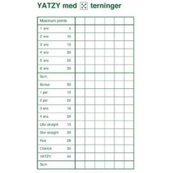 YATZY BLOK 3 PAK TIL 5 TERNINGER