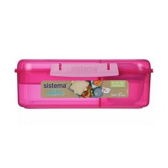 Sistema Bento frokostboks 1,65 L i pink med praktisk ruminddeling.