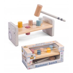 Hammerbænk i træ i pastel farver