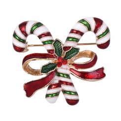 Broche med klassisk julestok – en hyggelig juleaccessory.