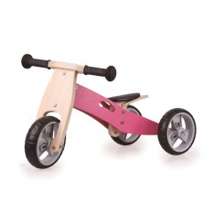 2-i-1 Balancecykel i Træ Pink | Løbecykel | Bakkeleg