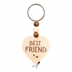 Træhjerte med teksten "Best Friend" og praktisk lommering.