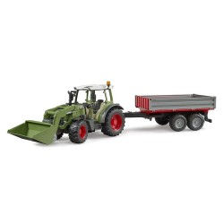 Bruder 02182 Fendt Vario 211 traktor med funktionel frontlæsser og rød/grå tipanhænger i skala 1:16.