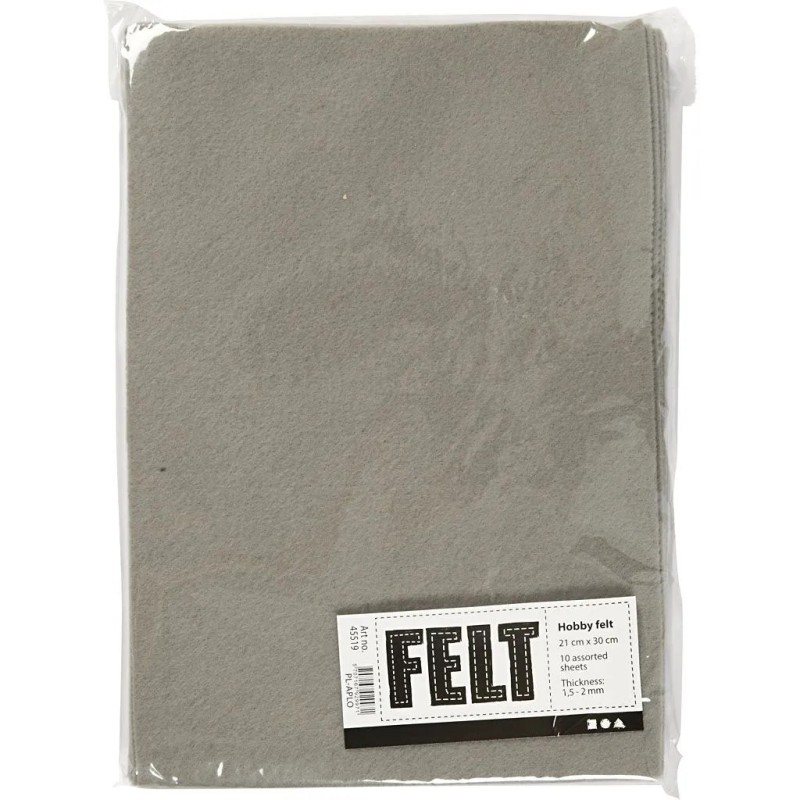 Bløde filtark, som er lavet af 100% polyester.