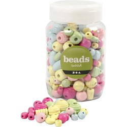 TRÆPERLER I SPAND PASTEL FARVER