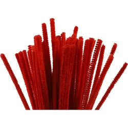Chenille Rød 30 cm 50 stk. | 6 mm Hobby Chenille | Bakkeleg