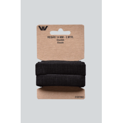 Bred sort elastik 14 mm, 3 m til tøj og syprojekter.
