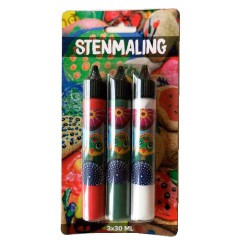 STENMALING RØD, GRØN, HVID 3x30 ML