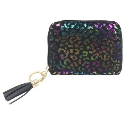 Tinka pung i sort med flot leoparddesign.