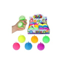 Pufferz Squeeze Ball med bløde pigge i assorterede neonfarver.