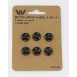 TRYKLÅSE SORT 13 MM 6 STK