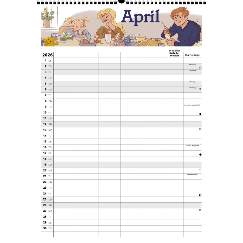 FAMILYPLAN ÅRSKALENDER 2026 5 PERSONER 2681