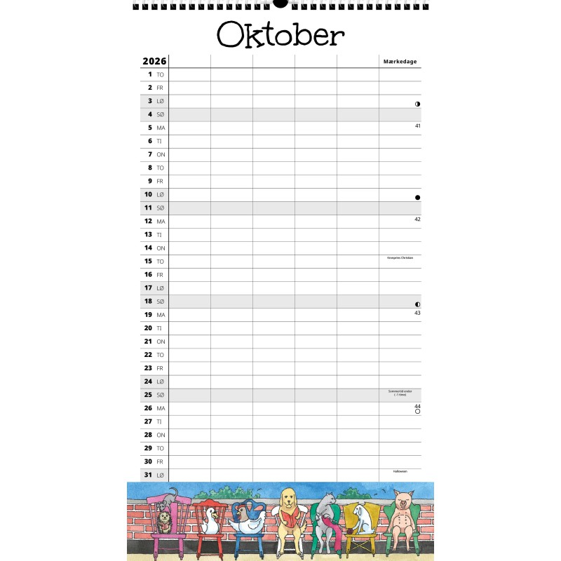 FAMILYPLAN ÅRSKALENDER 2026 DYR 5 PERSONER 2685