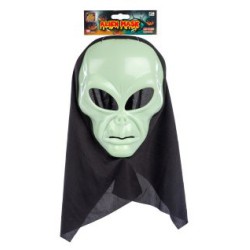 Alienmaske med hætte til Halloween, fastelavn og sjov udklædning.