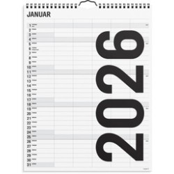 FAMILIEKALENDER SORT/HVID 5 KOLONNER 2026