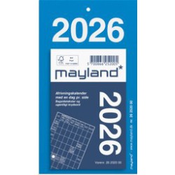 Afrivningskalender 2026 med daglige kalenderblade og bagsidetekst.