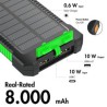 SOLCELLE POWEBANK 8000MAH GRØN/SORT