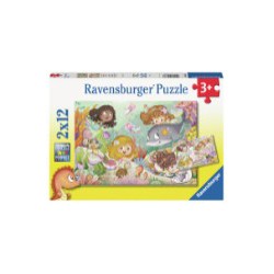 2x12 BRIKS PUZZLESPIL FEER OG HAVFRUER