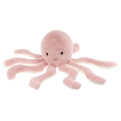 Rosa blækspruttebamse på 25 cm med sødt blækspruttedesign.
