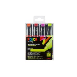 POSCA sæt med 4 assorterede neon PC-8K markere.
