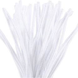 Chenille Hvid 30 cm 50 stk. | 6 mm Hobby Chenille | Bakkeleg