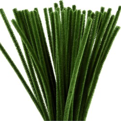 Chenille Grangrøn 30 cm 50 stk. | 6 mm Hobby Chenille | Bakkeleg