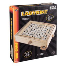 VINI klassisk labyrintspil i træ 30 × 26 cm med 2 stålkugler – et sjovt behændighedsspil.