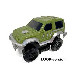 Løs bil til Dino Multi Track-bane med loop. Batteridrevet bil til ekstra fart og leg på banen.