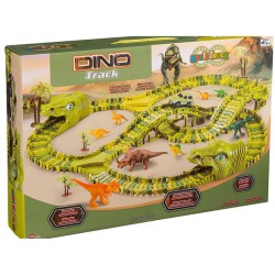 Dino Multi Track bilbane med 240 dele, bil med lys, bro, dinoporte, dinosaurer og træer