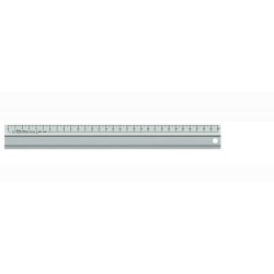 Lineal Aluminium 30 cm., m. gummibagside