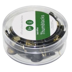 Sorte flade tegnestifter til opslagstavler og lignende.

Nålen er 8,5mm.

Diameter: 8mm.

Æsken indeholder 100 stk.