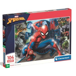 Spider-Man og skurkene puslespil 104 brikker skarp pris → bakkeleg