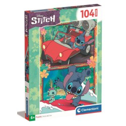 Sjov leg med Stitch puslespil, 104 brikker  skarp pris → bakkeleg