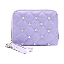Tinka Wallet lilla pung med flotte dekorative hvide perler.