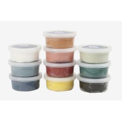 Silk Clay Dusty Colours 10 x 40 g er et kreativt sæt med 10 bøtter i smukke, dæmpede farver