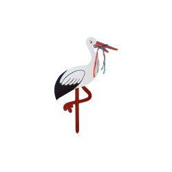 Fødselsstork i træ 80 cm – dekorativ stork til fejring af en nyfødt.